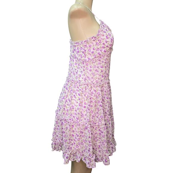 J for Justify Medium Y2K Purple Floral Baby Doll Cottagecore Coquette Boho Fairy - Picture 2 of 15